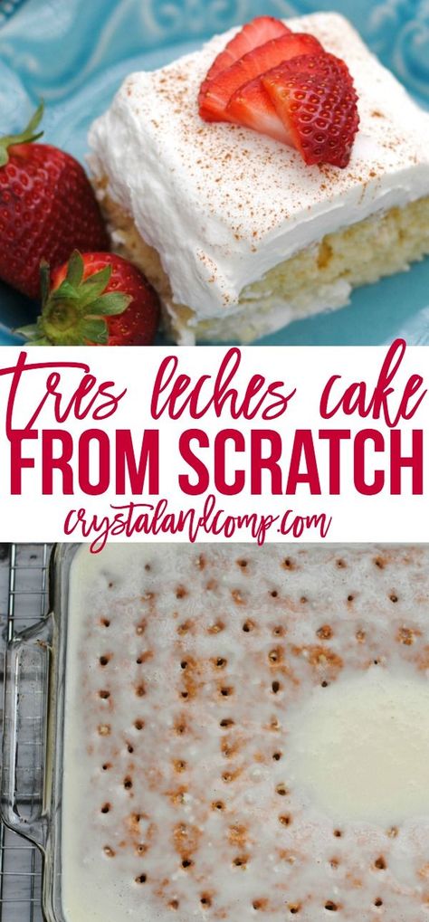 Evaporated Milk Desserts, Easy Spanish Desserts, Homemade Tres Leches Cake, Hispanic Desserts, Spanish Dessert Recipes, Spanish Dessert, Evaporated Milk Recipes, Cake Recipe From Scratch, Mexican Cake