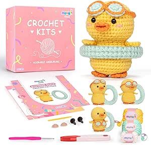 Mewaii Crochet Kit for Beginners, Crochet Animal Kit with Step-by-Step Video Tutorials, Knitting Starter Kit for Kids Adults with 40%+ Pre-Started Yarn Content, DIY Crochet Gifts (Duck with Swim Ring) Diy Crochet Gifts, Crochet Stuffies, Company Ideas, Marketing Project, Crochet Kits, Beginners Crochet, Swim Ring, Crochet Animal, Birthday List