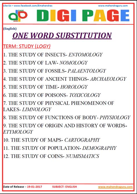 DigiPage(DP)|19-January-2017|English|One Word Substitution One Word Substitution English, One Word Substitution, Easy English Grammar, Basic Physics, English Teaching Resources, Transition Words, Idioms And Phrases, Gk Knowledge, Student Life Hacks