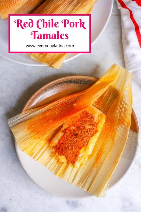 Mexican Tamales Rojos (Red Chile Pork Tamales) Red Chile Tamale Sauce, Mexican Tamales Recipe Pork, Red Chicken Tamales Recipe, Tamale Red Sauce Recipe, Red Chile Sauce For Tamales, Chile For Tamales, Red Pork Tamales Recipe Authentic, Red Chile Tamales Recipe, Home Made Tamales