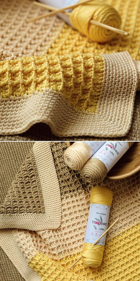 Crochet Edge For Waffle Stitch Blanket, Tunisian Crochet Waffle Stitch, Complicated Knots Crochet, Waffle Stitch Blanket Border, Waffle Stitch Crochet Baby Blanket, Waffle Baby Blanket Crochet, Waffle Knit Baby Blanket, Border For Waffle Stitch Blanket, Crochet Waffle Pattern