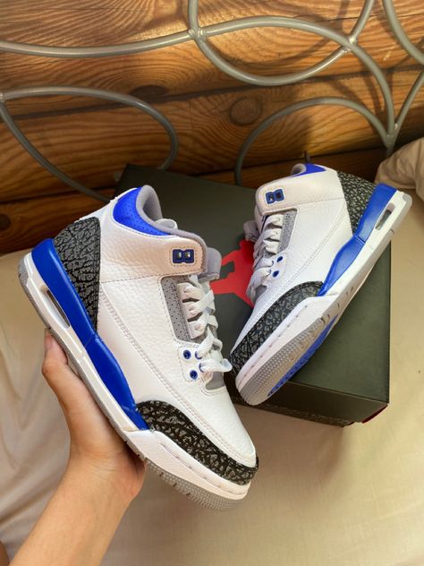 Nike jordan 3 racer blue white box Racer Blue 3s Outfit, Jordan 3 Racer Blue, Nike Jordan 3, Jordan 3s, Blue Jordans, All Nike Shoes, Cute Nike Shoes, Cute Nikes, Jordan 3