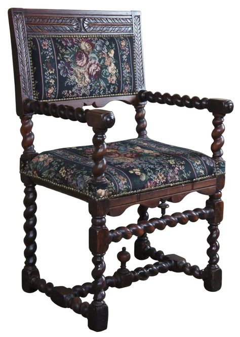 Dark Oak Furniture, Jacobean Furniture, English Style Interior, Victorian Chair, Dark Woods, Family Room Fireplace, Throne Chair, Barley Twist, English Antiques