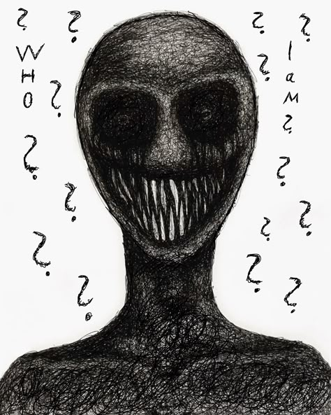 Monster Pictures Scary, Scribble Horror Art, Scary Man Drawing, Creepy Body Drawing, Scary Alien Drawing, Scary Demon Drawing, How To Draw Something Scary, Horror Art Sketchbook, How To Draw A Creepy Smile