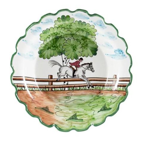 Perfect Day Dinnerware — Horse and Hound Gallery Kentucky Derby Themed Party, Aesthetic Apartment, Equestrian Decor, Grey Horse, Charger Plate, Tableware Design, Floor Cloth, Oval Platter, Charger Plates