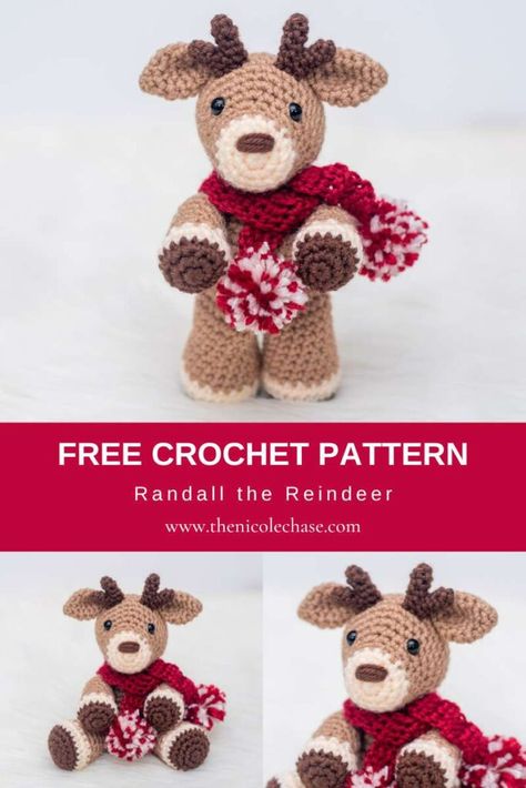 Free Reindeer Crochet Pattern - Crochet Reindeer Amigurumi Free Crochet Rudolph Patterns, Small Reindeer Crochet Pattern, Crochet Reindeer Scarf, Christmas Reindeer Amigurumi Free Pattern, Crochet Rudolph Pattern Free, Crochet Santa Amigurumi, Crochet Christmas Reindeer Free Pattern, Crochet Christmas Reindeer, Crochet Reindeer Pattern Free Amigurumi