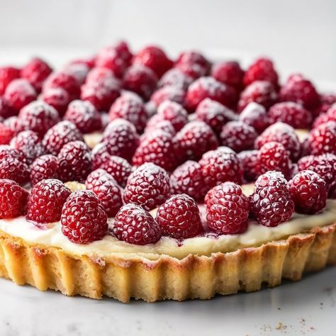 Raspberry Tart with Vanilla Pastry Cream Recipe - Instacart Raspberry Cream Tart, Rasberry Tart Recipes, Raspberry Custard Tart, Vanilla Pastry Cream Recipe, Fruit Custard Tart, Raspberry Tart Recipe, Easy Tart Recipes, Vanilla Pastry Cream, Fruit Custard