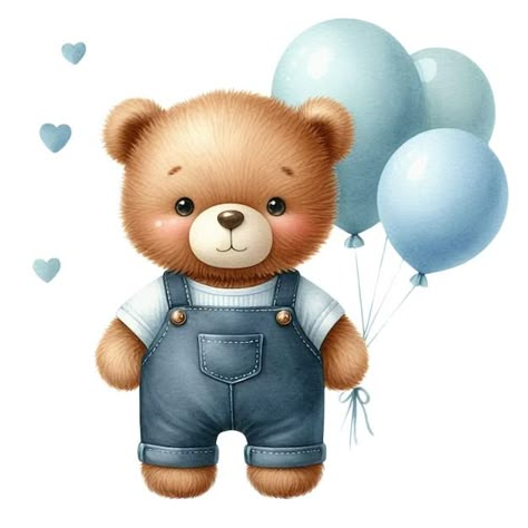 Premium PSD | Sute bear with balloons and jeans Bear With Balloons, Teddy Bear Pictures, Floral Border Design, Bear Pictures, Canvas Painting Designs, Cake Decorating Tutorials, Balloon Decorations Party, Border Design, Balloon Decorations