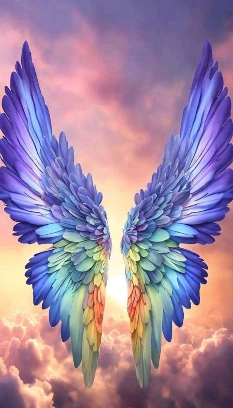 Rainbow Wings Angels, Guardian Angel Images, Angel Wings Images, Angel Wings Pictures, Angel Wings Background, Angel Wings Art, Wings Wallpaper, Rainbow Fairies, Beautiful Angels Pictures