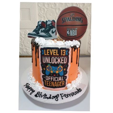 Cake For Teenagers Boys, Cake For 13th Birthday Boy, Cake Ideas For Teenage Boys, Official Teenager Cake, Cakes For Teenagers, 13th Birthday Boys, Men Cakes, 13 Birthday Cake, Basketball Cake