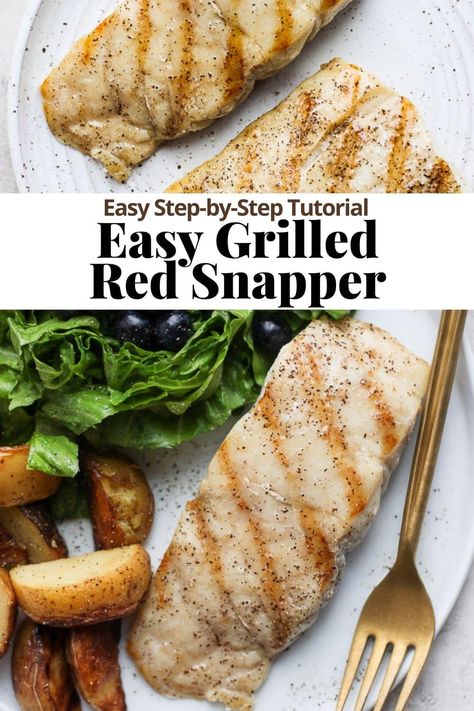 Grilled Red Snapper - A very simple step-by-step process on how to easily cook red snapper on the grill. #grilledredsnapper #grilledredsnapperrecipes #grilledredsnapperfilet #grilledredsnapperfiletrecipes Snapper On The Grill, Grill Red Snapper Filet, Best Way To Cook Snapper, Grilled Snapper Fillet Recipes, Cooking Red Snapper Filets, Red Snapper Filet Recipes Air Fryer, Grilled Red Snapper Filet Recipes, Grilled Snapper Fish Recipes, How To Cook Red Snapper