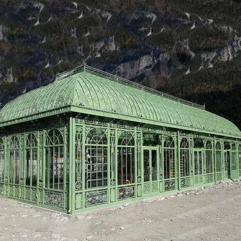 Wrought Iron Gazebo, Iron Gazebo, Greenhouse Conservatory, Victorian Greenhouses, Large Gazebo, Greenhouses For Sale, Sun Rooms, Steel Building, Dream Studio