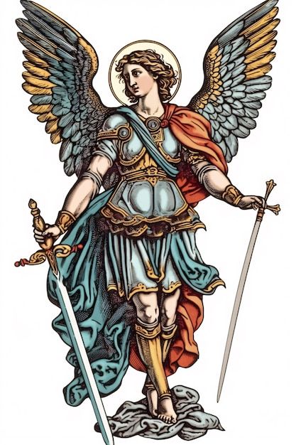 Ilustração de são miguel arcanjo arcanjo... | Premium Photo #Freepik #photo #religiao #biblia-cruz #arcanjo #biblia Skinhead Tattoos, San Michele Arcangelo, Heraldry Design, Happy Birthday Png, Bible Verse Background, Religious Tattoos, San Michele, Archangel Michael, Old School Tattoo