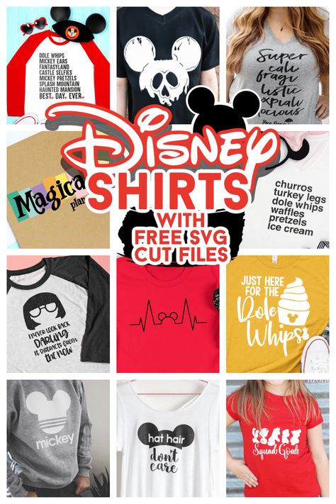 So many disney shirts- So little Disneyland trips planned! 25 free svg cut files so you can make all the funny and cute Disney shirts! #disney #SVG #cutfile Disney Squad Goals Svg, Funny Shirt Ideas Vinyl, Cricut Disney Shirt Ideas Family, Funny Disney Svg, Disney Shirt Svg Free, Cricut Disney Shirt Ideas, Disney Cricut Shirts, Free Disney Svg Files For Cricut, Disney Svg Free Files