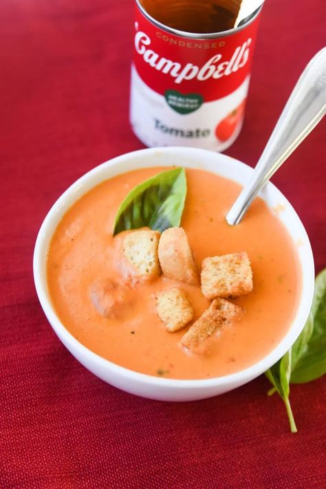 Tomato Soup Recipe With Canned Soup, Dress Up Tomato Soup, Tomato Bisque From Canned Soup, Tomato Soup Using Canned Soup, How To Spice Up Tomato Soup From A Can, Doctored Up Canned Tomato Soup, How To Improve Canned Tomato Soup, Spice Up Canned Tomato Soup, Doctored Up Tomato Soup