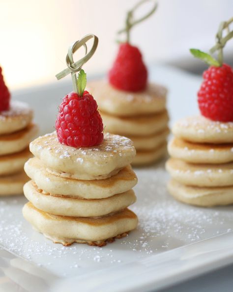 Silver Dollar Pancakes Silver Dollar Pancakes, Homemade Raspberry Jam, Berry Sauce, Favorite Breakfast Recipes, Tasty Pancakes, Smashed Potatoes, Pancake Batter, Silver Dollar, Raspberry Jam