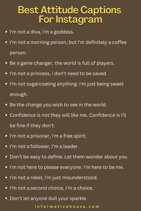 Attitude Captions For Instagram: Add Some Thug and Attitude To Your Posts Bold Instagram Bio, Standing Captions Instagram, Attitude Quotes For Instagram Post, Diwali Outfit Captions For Instagram, Black Outfit Quotes Instagram, Latest Captions For Instagram, One Liner Captions, Bold Captions For Instagram, Sassy One Liners Captions
