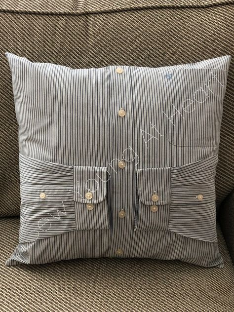 Seashell Wreaths, Memory Pillow From Shirt, Memory Clothes, Memory Shirt, Shirt Pillows, Memorial Items, Necktie Quilt, Memory Gifts, Clothing Keepsake