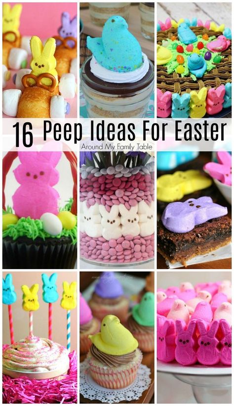 Easter Peeps House, Easter Cupcakes With Peeps, Peeps Treats Ideas, Peeps Cupcake Ideas, Peeps Cake Ideas, Peeps Houses For Easter, Peeps Dessert Ideas, Easter Peeps Ideas, Easter Cupcake Ideas Easy