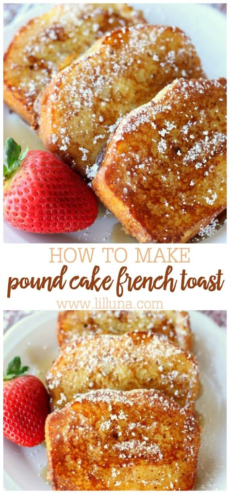 #poundcakefrenchtoast #frenchtoastrecipes #poundcakerecipes #breakfastrecipes #dessertforbreakfast Breakfast Pound Cake Recipes, Cake French Toast, Toasted Pound Cake, Homemade French Toast Bread, French Toast Loaf, Pound Cake Dessert, French Toast Cake, French Toast Cake Recipe, Sweet Bread French Toast