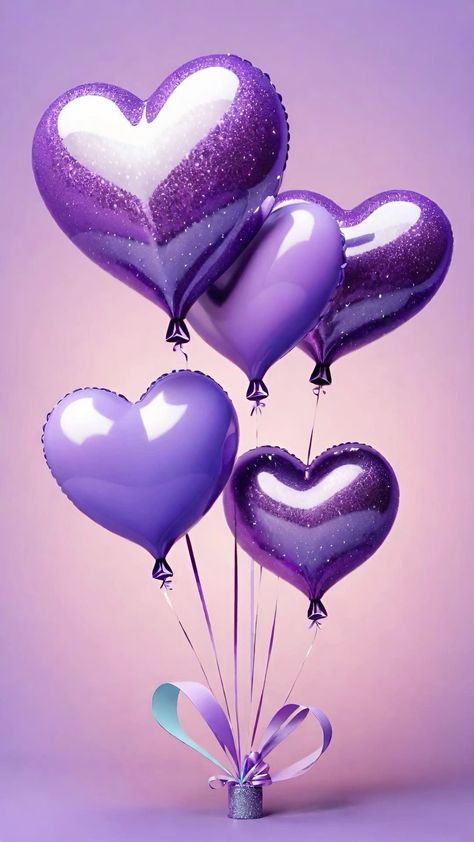 Heart Shaped Balloons, Pinterest Valentines, Holiday Iphone Wallpaper, Purple Valentine, Apple Wallpapers, Attractive Wallpapers, Balloon Background, Rose Gold Wallpaper, Purple Balloons