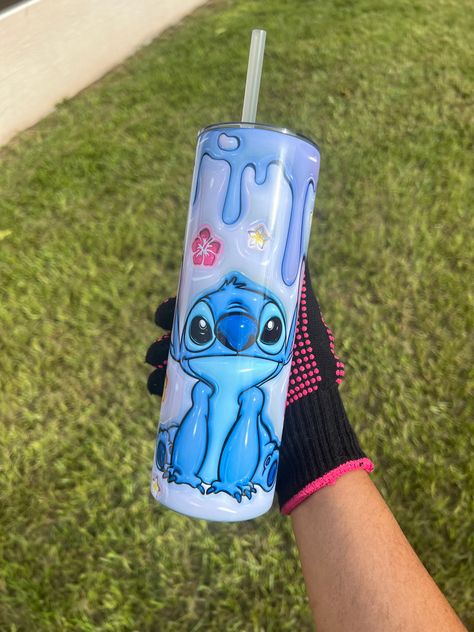 Stitch Stanley, Stitch Cups, Stitch Tumbler, Tumbler Cups Personalized, Lilo And Stitch Ohana, Bling Ideas, Disney Cups, Birthday Basket, Diy Glass Bottle Crafts