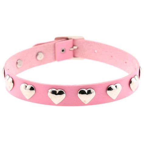 Hearts Y2k, Goth Collar, Y2k Choker, Harajuku Pink, Paws Socks, Goth Harajuku, Leather Choker Collars, Pink Goth, Pastel Goth Outfits