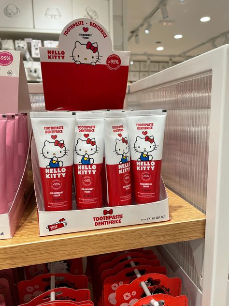 Hello kitty toothpaste from miniso😍 Miniso Products, Italy Apartment, Kitty Pictures, Hello Kitty Rooms, Ethereal Aesthetic, Hello Kitty Pictures, Cosmetic Products, Sanrio Characters, Body Skin