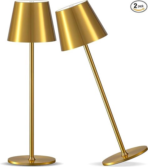 PUSU Cordless Rechargeable Table Lamp Set of 2, 5000mAh Battery Powered LED Desk Lamp, 3 Color Stepless Dimming Up, Portable Table Light Lamp for Bedroom Restaurant Outdoor (Gold) - Amazon.com Restaurant Outdoor, Rechargeable Table Lamp, Lamp Set, Led Desk, Portable Table, Lamp For Bedroom, Table Lamp Sets, Led Desk Lamp, Table Light