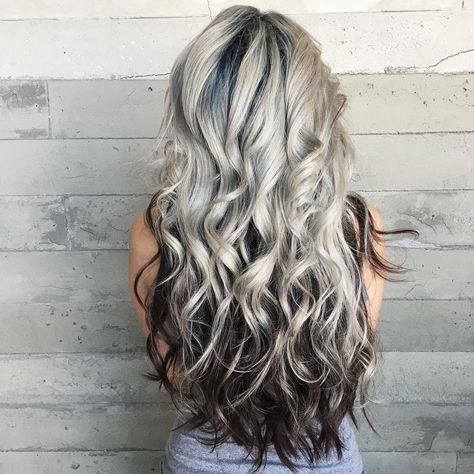 1,357 Likes, 22 Comments - Color Rainbow Hair Los Angeles (@hairhunter) on Instagram: “🖤MY SÖUL🖤 is pink and grey. I'm sure of it. Used @matrix and @pulpriothair to create this pretty…” Blonde With Dark Underneath, Blonde Hair With Brown Underneath, Dark Underneath Hair, Blonde Underneath Hair, Blonde With Dark, Blonde Underneath, Blonde Highlights On Dark Hair, Tan Skin Blonde Hair, Platinum Blonde Highlights