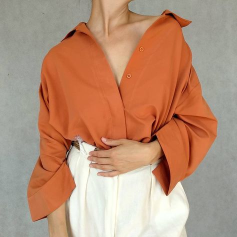 Burnt Sienna Outfit, Orange Shirt Outfit, Burnt Orange Top, Event Fashion, Website Images, Orange Blouse, Orange Shirt, Elegant Shirt, Bride Dresses