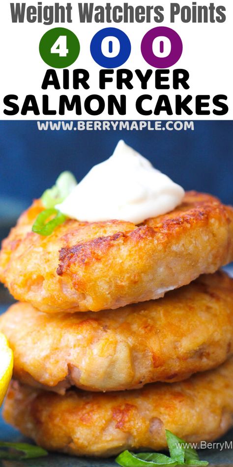 Air Fryer Salmon Cakes, Weight Watchers Salmon, Ww Green Plan, Air Fryer Salmon Patties, Weight Watchers Meals Dinner, Salmon Cakes Recipe, Salmon Recipes Pan Seared, Salmon Recipes Baked Healthy, Air Fryer Salmon