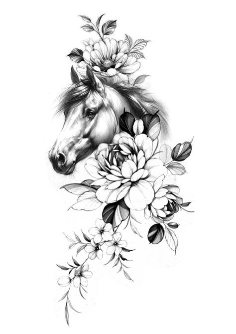 Sleeve Tattoos Horse, Best Friend Horse Tattoos, Horse Tattoo Sleeve For Women, Horse Tattoo Sleeve, Horse Tattoo With Flowers, Horse And Flower Tattoo, Memorial Horse Tattoo, Horse Heart Tattoo, Horse Head Tattoo