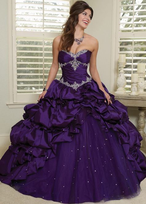 Deep purple quince dress for a Fab Masquerade Ball!: http://www.quinceanera.com/decorations-themes/masquerade-quince-theme/?utm_source=pinterest&utm_medium=article&utm_campaign=011515-masquerade-quince-theme Pagent Dresses, Purple Quinceanera Dresses, Wedding Dresses Taffeta, Purple Wedding Dress, Gothic Wedding Dress, Wedding Dresses Corset, Sweet 16 Dresses, Quince Dresses, Pageant Dresses