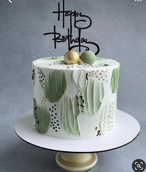 Aesthetic Cake Ideas For Men, Sage Birthday Cake, Pastel Green Cake, Cake Verde, Simple Birthday Cake Designs, Green Birthday Cakes, 17. Geburtstag, Cake Design For Men, Modern Birthday Cakes