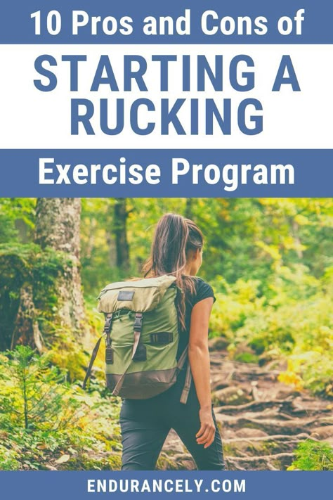 Rucking is all the rage right now, but what are the pros and cons of starting this type of exercise program? Here's a quick look at both so you can decide if it's right for you. #rucking #hiking #exercise #fitness `#rucksack #hike First Responder Workout, Exercises For Hiking Endurance, Rucking Workout Training Women, Rucking For Beginners, Rucking Workout Training, Goruck Training, Rucking Workout, Hiking Workout Training, Hyrox Training