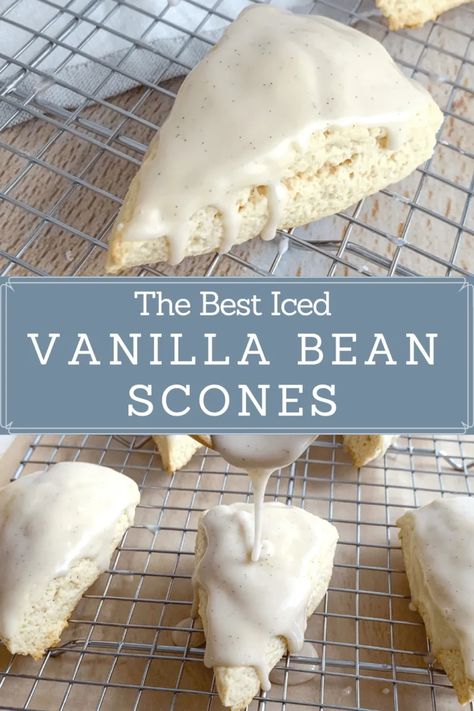 Cheesecake Strawberries, Vanilla Bean Scones, Scones Recipe Easy, Baked Cheesecake, Homemade Scones, Cookies Bars, Cream Scones, Strawberry Sauce, Starbucks Recipes