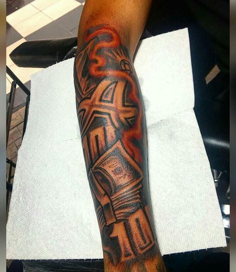 Polo G Tattoo Ideas, Shoulder Tattoo Men Sleeve, Atlanta Tattoo Ideas For Men, Atl Tattoo Ideas, Polo G Tattoo, Golden Child Tattoo, Brick Tattoo For Men, Area Code Tattoo Men, Atlanta Tattoo Ideas