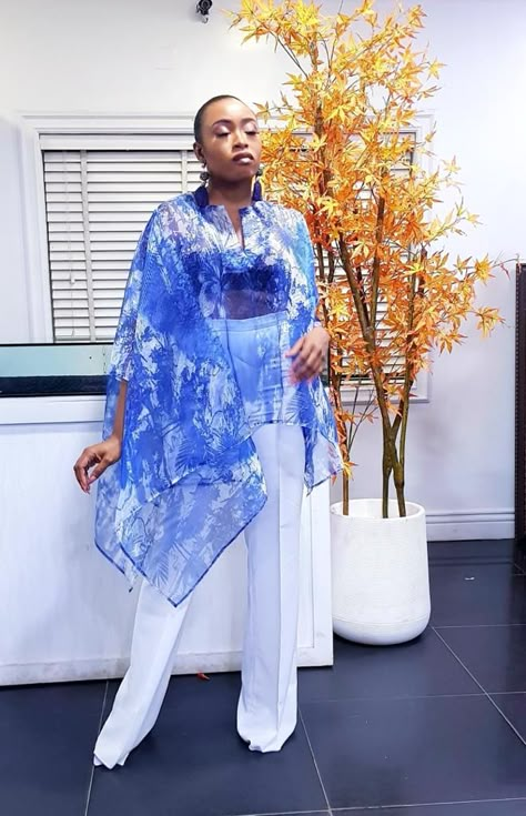 Chiffon Trouser And Top Styles Nigeria, Chiffon Trousers And Tops Nigeria, Chiffon Top And Trouser In Nigeria, Organza Bubu, Adire Palazzo Trouser And Top, Organza Styles, Modest Dresses Fashion, Kaftan Designs, Chic Dress Classy