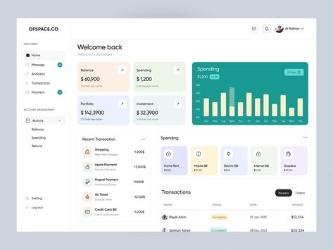 Wallet Dashboard UI Design by Ofspace SaaS for Ofspace on Dribbble Dashboard Ui Design, Dashboard Ui, Investment Accounts, Dashboard Design, Discover The World, Top Designers, Design Inspo, Ui Design, Global Community