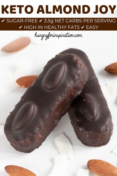 Homemade Keto Almond Joy Bars - filled with healthy fats from coconut oil while only adding 3.5g net carbs to your carb count! The ultimate keto fat bomb recipe. #ketodessert #almondjoy #fatbombs #ketosnacks #ketorecipes Keto Almond Joy, Almond Joy Bars, Desserts Keto, Postre Keto, Keto Candy, Fat Bomb, Keto Sweets, Fat Bomb Recipe, Low Carb Diets