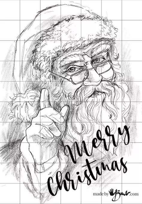 Santa Pencil Sketch, Santa Claus Pencil Drawing, Cool Christmas Paintings, Christmas Special Drawing, Diy Santa Paintings On Canvas, Christmas Drawings Pencil Sketches, Santa Faces To Paint, Santa Paintings On Canvas, Christmas Paintings Ideas