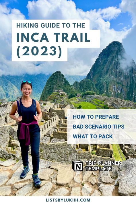 Here are practical tips on how to prepare for the iconic 4-day Inca Trail hike to Machu Picchu, what to pack and how to handle risks or bad scenarios on the trail. #incatrail #perutravel #machupicchu #hiking #notiontemplate #tripplanner #notiontraveltemplate #perutrip #hikingincatrail Inca Trail Packing List, Machu Picchu Peru Travel, Inca Trail Hike, Review Tips, Inca Trail, Machu Picchu Peru, Inca Trails, Hiking Guide, Peru Travel