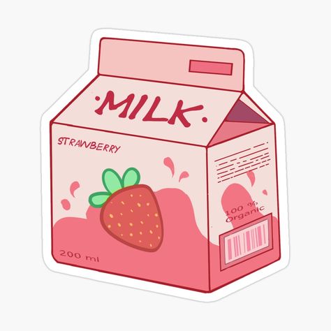 Get my art printed on awesome products. Support me at Redbubble #RBandME: https://www.redbubble.com/i/sticker/Strawberry-milk-box-sticker-by-Madariesstudio/158653029.EJUG5?asc=u Milk Box Design, Strawberry Art, Sticker Design Inspiration, Box Sticker, Asian Snacks, Milk Box, Cute Strawberry, Strawberry Milk, Bottle Packaging