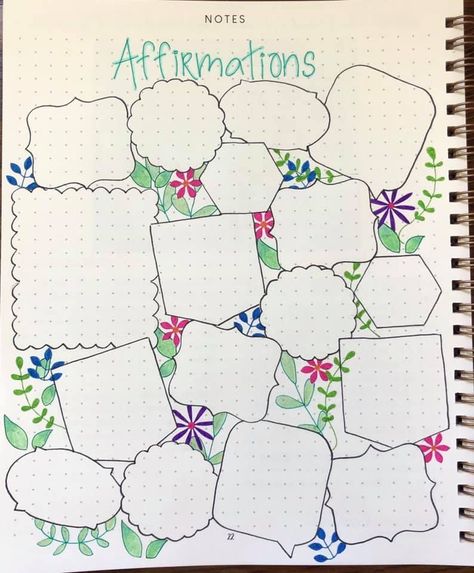 Bujo Affirmations Page, Bujo Affirmations, Dot Journal Page Ideas, Bullet Journal Filler Pages, Bullet Journal Affirmations, Aspiration Journal, Dotted Notebook Ideas, Journal Goals Page Layout, Dream Log Bullet Journal