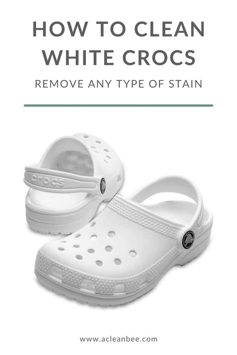 How to clean white crocs with ease! Follow our simple guide using baking soda, dish soap, and hydrogen peroxide to get rid of grass stains and dirt. Say hello to a brand new looking pair of crocs! How To Clean Crocs White, Clean White Crocs, Cleaning White Crocs, How To Clean Crocs, Cleaning Crocs, White Crocs, Natural Cleaning Recipes, Pink Crocs, Chemical Free Cleaning