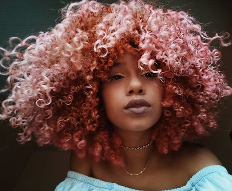 Cool Pink Hair, Hair Color Ideas For 2023, Curly Pink Hair, Peach Hair Colors, Pink Hair Color Ideas, Short Natural Curly Hair, Pink Hair Color, Rainbow Hair Color, Peach Hair