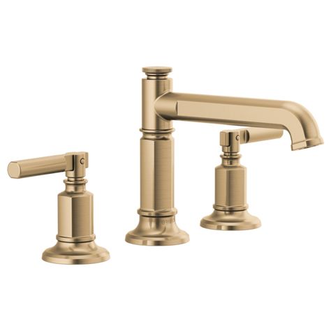 The Invari Bath Collection by Brizo celebrates a modern revival of classic forms, where Edwardian elegance is softened by streamlined, Machine age sensibilities. Brizo Luxe Gold, Brizo Invari, Brizo Bathroom Faucet, Roman Tub Faucets, Bar Faucets, Roman Tub, Widespread Bathroom Faucet, Tub Filler, Lavatory Faucet