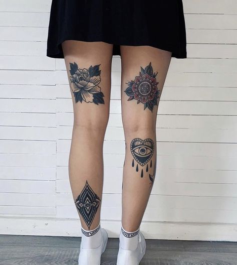 Leg Tattoo Placements, Calf Tattoos For Women, Leg Tats, Back Of Leg Tattoos, Old School Tattoos, Mannheim Germany, Shin Tattoo, Tattoo Old School, Traditional Tattoo Sleeve