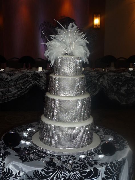 Bling Bling!  on Cake Central Bling Theme, Bling Wedding Cakes, Bling Cakes, Extravagant Wedding Cakes, Dream Wedding Cake, Extravagant Wedding, Tiered Cake, Wedding Cake Table, Sparkly Wedding